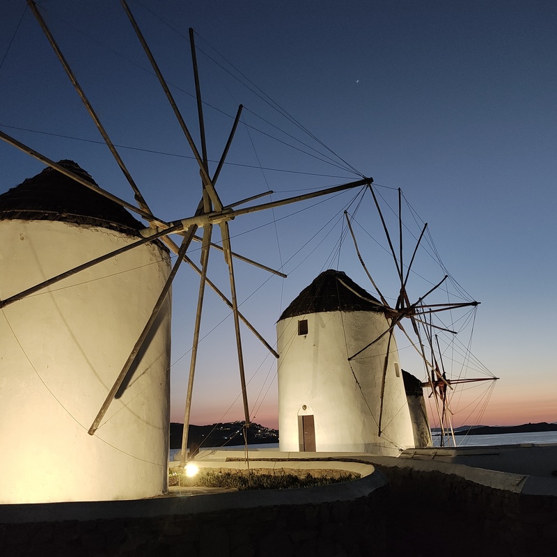 The Windmills of Mykonos, Greece.